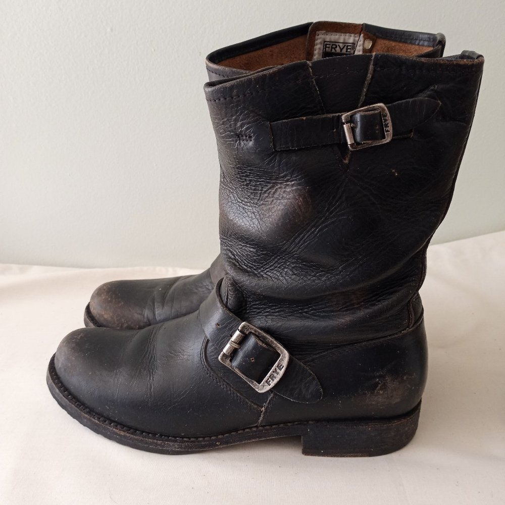 Frye Veronica Short Stone Wash Black Boots